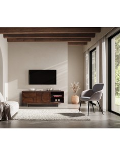 Móvel TV de design TRISHA 145 em madeira de manga e metal 2