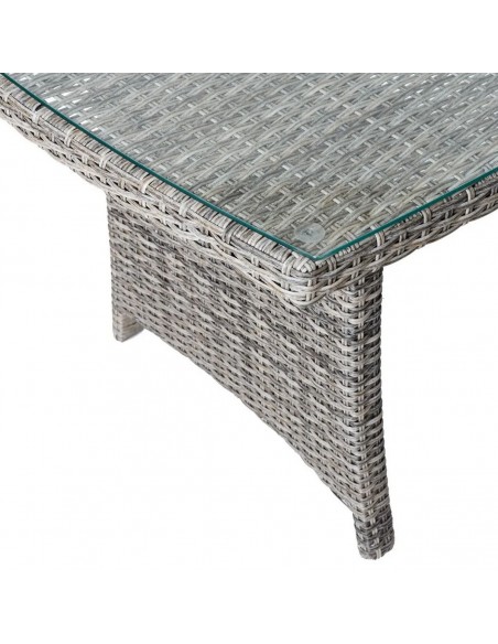 Conjunto de Jardín DALILA Rinconera de Ratán Gris con Mesa