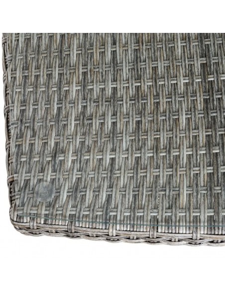 Conjunto de Jardín DALILA Rinconera de Ratán Gris con Mesa