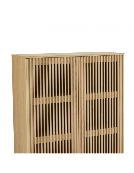 Aparador alto LUGANO de design contemporâneo 100 x 130 em melamina cor carvalho.