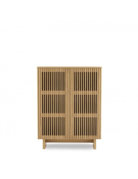 Aparador alto de diseño contemporáneo LUGANO 100 x 130 en melamina roble