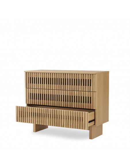 Cómoda LUGANO 100 de design contemporâneo em melamina cor carvalho.