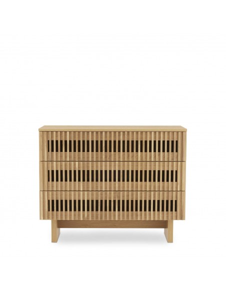 Cómoda LUGANO 100 de design contemporâneo em melamina cor carvalho.