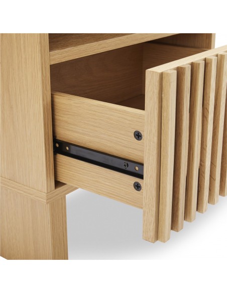 Mesa de cabeceira contemporânea LUGANO 45 em melamina cor carvalho.