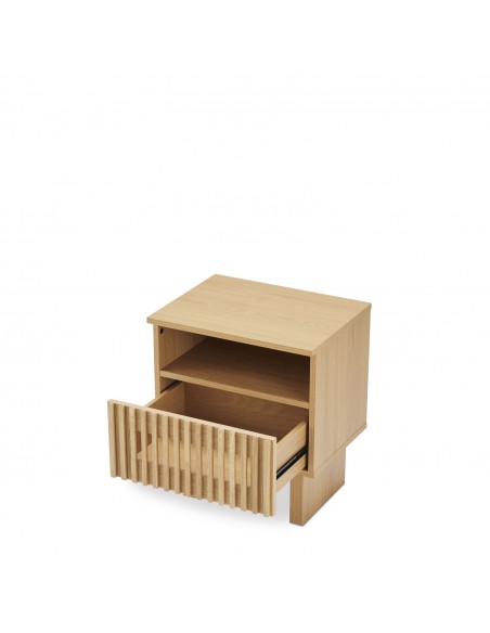 Mesa de cabeceira contemporânea LUGANO 45 em melamina cor carvalho.