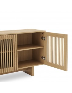 Aparador LUGANO 150 em melamina carvalho com design de ripas 2