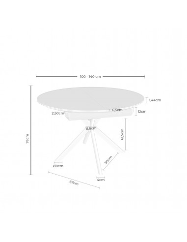 Mesa design redonda em porcelânico extensível...