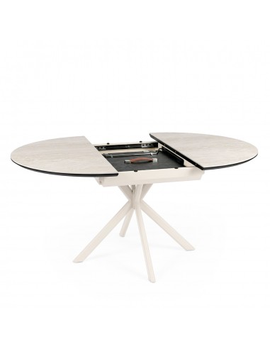 Mesa design redonda em porcelânico extensível...
