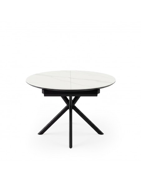 Mesa design redonda em porcelânico extensível 100 (140) SUVI branco e preto