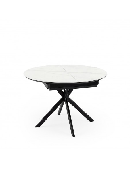 Mesa design redonda em porcelânico extensível 120 (170) SUVI branco e preto