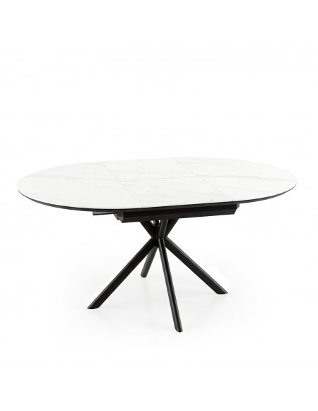 Mesa de diseño redonda en porcelánico extensible 120 (170), SUVI blanco y negro
