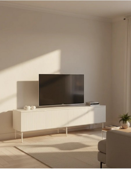Móvel para TV OSLO 197 com design minimalista lacado cor Pérola.