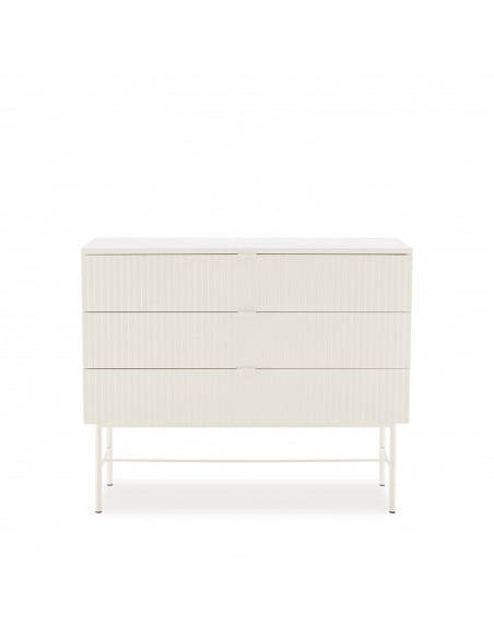 Comoda 3 cajones OSLO 100 cm de diseño minimalista lacado Perla