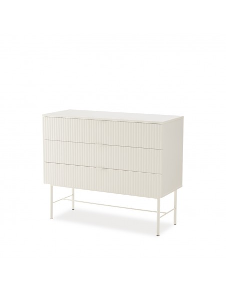 Comoda 3 cajones OSLO 100 cm de diseño minimalista lacado Perla