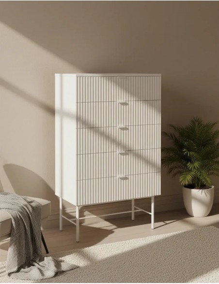 Sinfonier OSLO 5 Cajones 70 cm estilo minimalista Lacado Perla