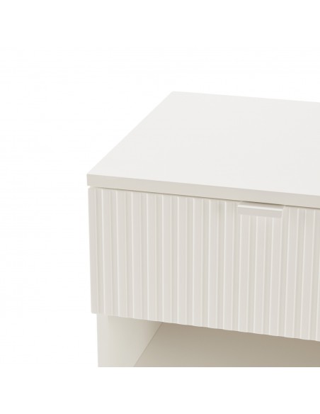 Mesita de Noche OSLO 45 con Cajón y Hueco minimalista lacado Perla