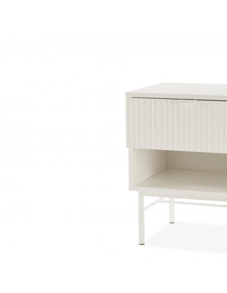 Mesita de Noche OSLO 45 con Cajón y Hueco minimalista lacado Perla