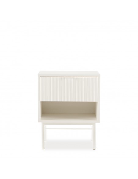 Mesita de Noche OSLO 45 con Cajón y Hueco minimalista lacado Perla