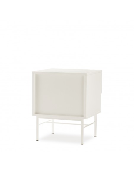 Mesita de Noche OSLO 45 con Cajón y Hueco minimalista lacado Perla