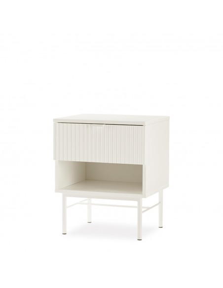 Mesita de Noche OSLO 45 con Cajón y Hueco minimalista lacado Perla