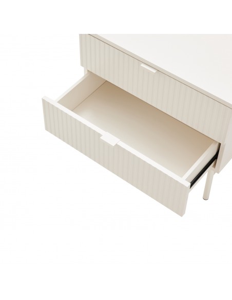 Mesita de Noche OSLO 60 cm, 2 Cajónes minimalista lacado Perla