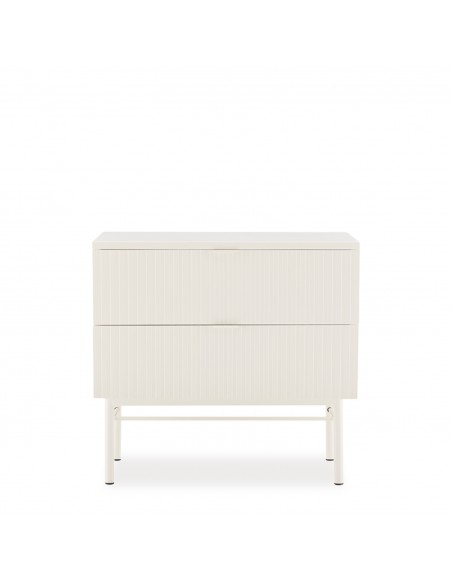 Mesa de cabeceira OSLO 60 cm, 2 gavetas, estilo minimalista, lacado a pérola.
