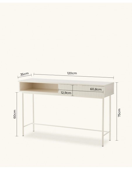 Consola OSLO 120 cm diseño minimalista lacado Perla