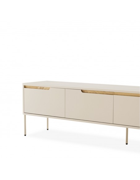 Móvel de TV BERGEN de 200 cm, minimalista, lacado a bege.