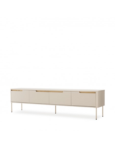 Mueble TV BERGEN 200 cm minimalista, lacado en beige