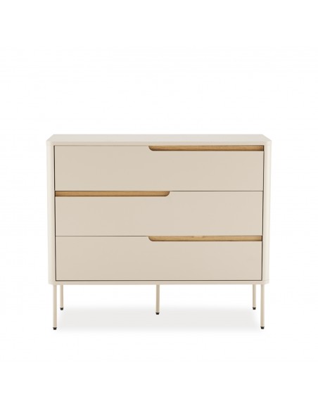 Cómoda de diseño minimalista BERGEN 3 cajones, lacado beige