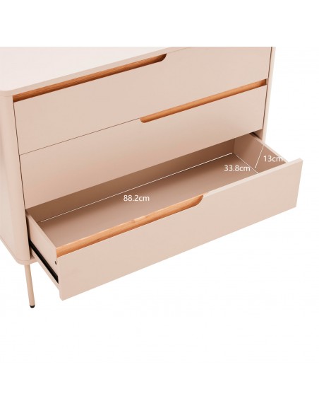 Cómoda de diseño minimalista BERGEN 3 cajones, lacado beige