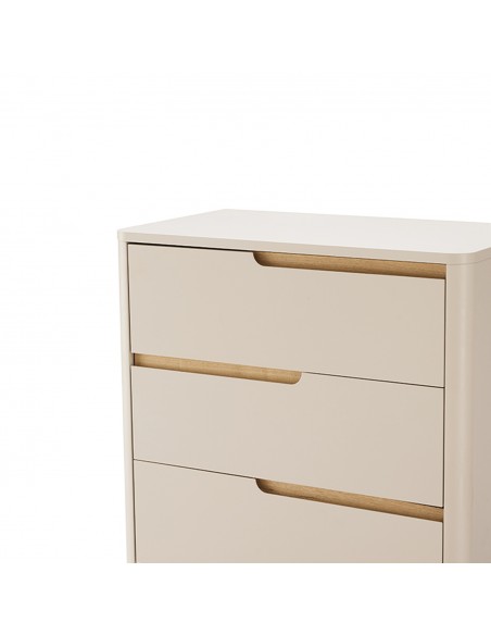 Sinfonier de diseño minimalista BERGEN 5 cajones, lacado beige