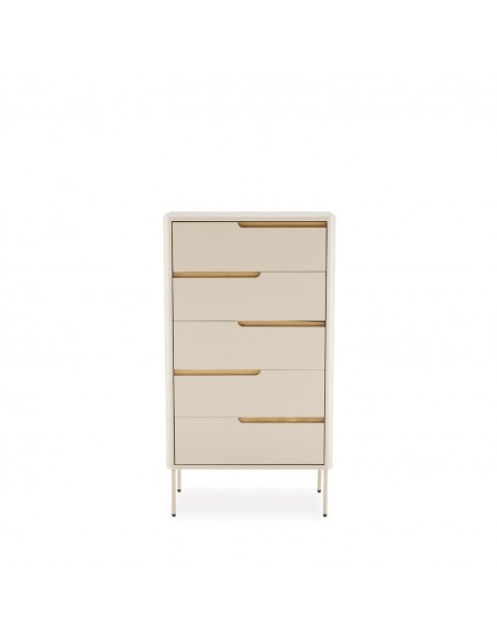 Sinfonier de diseño minimalista BERGEN 5 cajones, lacado beige