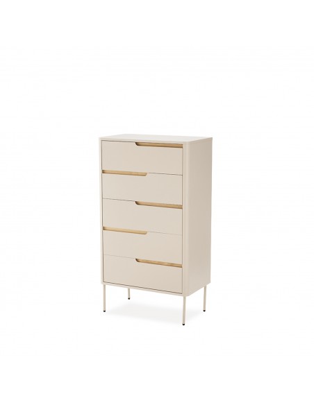Sinfonier de diseño minimalista BERGEN 5 cajones, lacado beige