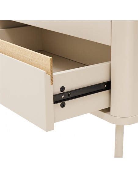 Mesa de cabeceira minimalista BERGEN 60, com 2 gavetas, lacada a bege.