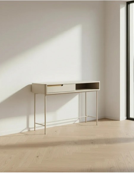 Consola design minimalista BERGEN 120, lacada a bege.