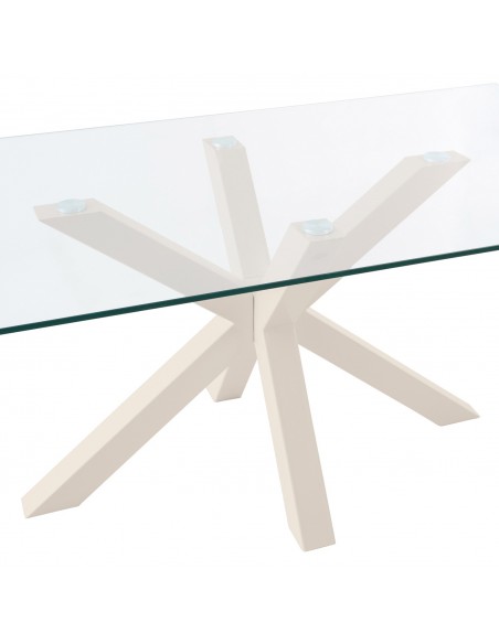 Mesa design ARGO 140x90, Vidro Transparente, metal bege