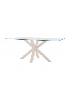 Mesa Diseño ARGO 140 x 90, Cristal Transparente, metal beige