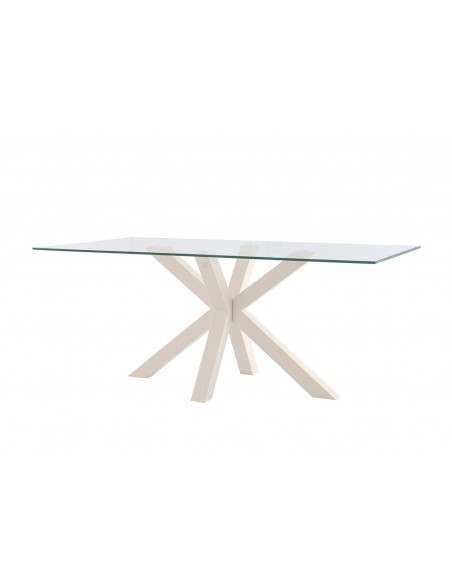 Mesa design ARGO 140x90, Vidro Transparente, metal bege