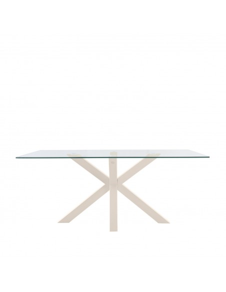 Mesa Diseño ARGO 160 x 90, cristal y metal beige