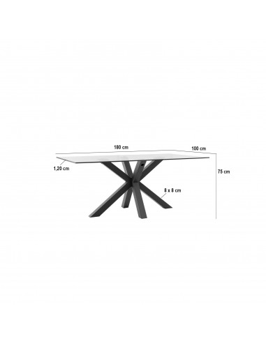 Mesa Diseño ARGO 180 x 100, cristal y metal beige