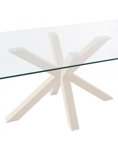 Mesa Diseño ARGO 180 x 100, cristal y metal beige