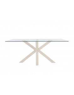 Mesa Diseño ARGO 180 x 100, cristal y metal beige