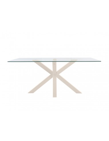 Mesa Diseño ARGO 180 x 100, cristal y metal beige