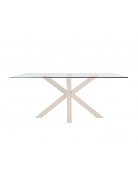 Mesa Diseño ARGO 180 x 100, cristal y metal beige