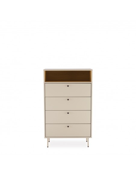 Cómoda TRENTO de estilo moderno com 4 gavetas, lacado bege