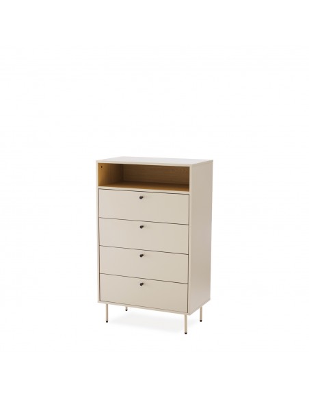 Cómoda TRENTO de estilo moderno com 4 gavetas, lacado bege