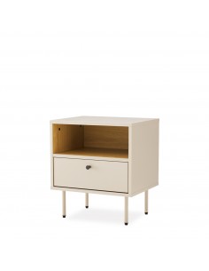 Mesita de noche de estilo moderno TRENTO 45, lacado beige