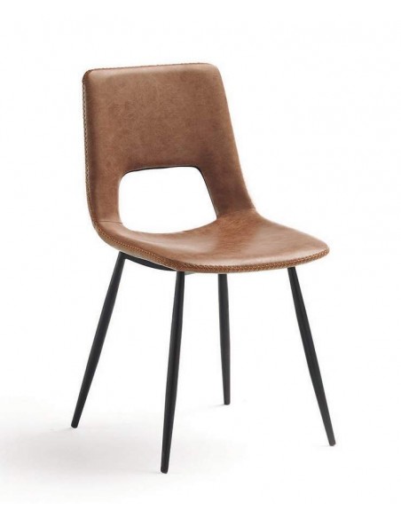 Zahara Silla, metal negro, similpiel