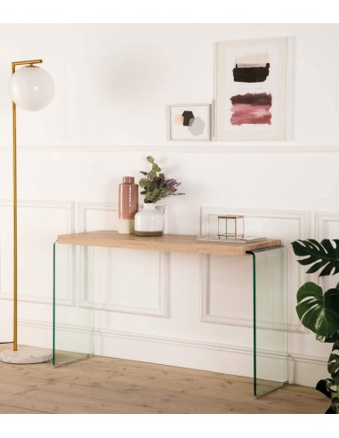 CONSOLA 125x40, madera, cristal curvado NEYDY.